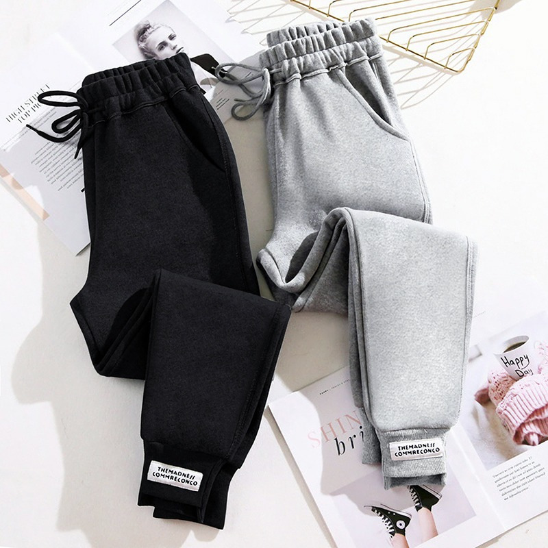 Autumn Thin Sports Pants Women's High Waist Drawstring Printed Harem Pants Tie-Leg Casual Sweatpants Trendy