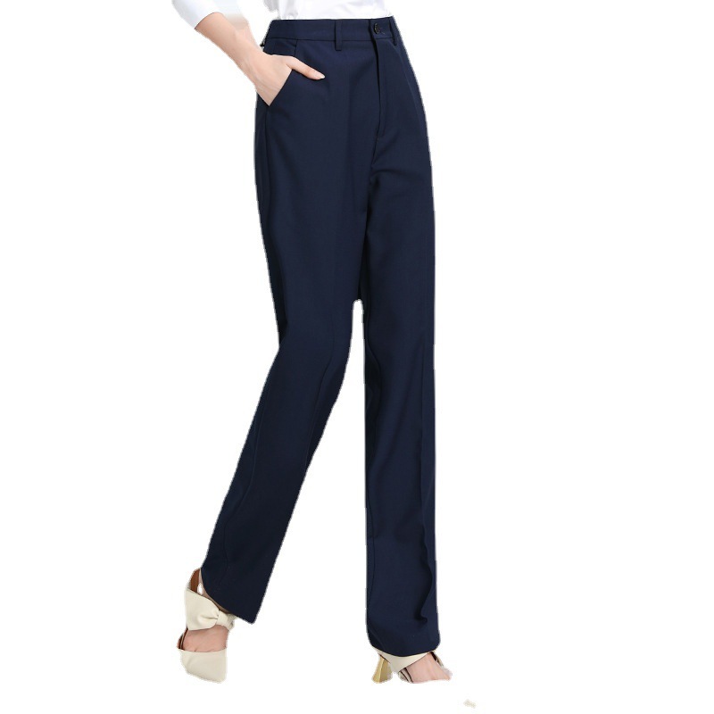 Bamboo fiber trousers women's straight-leg trousers nine-point summer thin mid-high waist business formal wear large size professional trousers women's
