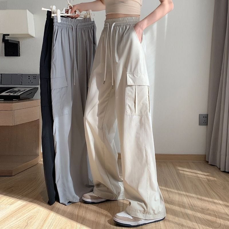 Cross-border quick-drying overalls women's summer thin 2024 new high-waist slim casual straight sports pants