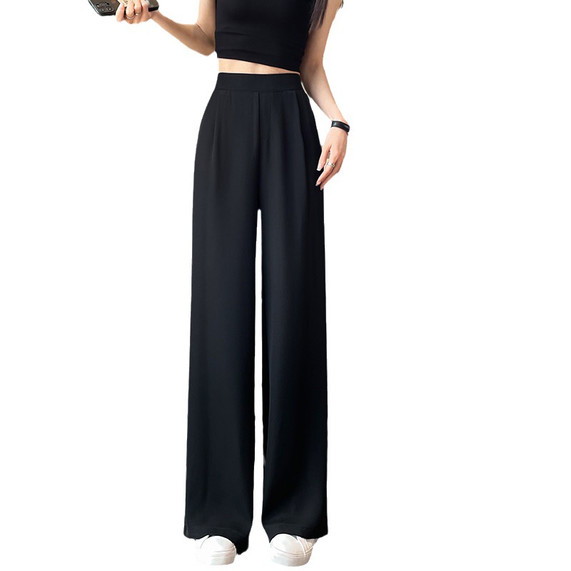 200 pounds large size suit pants spring and autumn high waist drape wide leg pants new summer thin casual narrow version straight leg for women