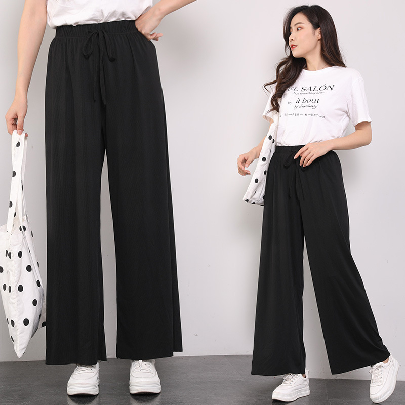Wide-leg pants for fat girls, 200 pounds, thin, loose, high-waist, drape, extra fat, enlarged straight-leg casual pants, trendy