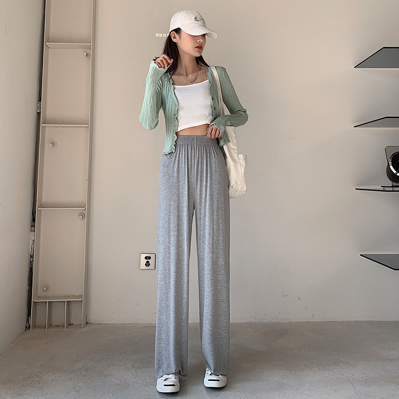 Modal wide-leg pants for women, high-waisted, loose, straight, thin, casual slimming pants