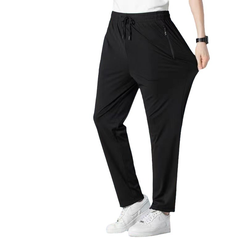 2024 Same style three-proof quick-drying trousers for men and women, ice silk drape air-conditioned trousers, summer thin casual cool sports trousers