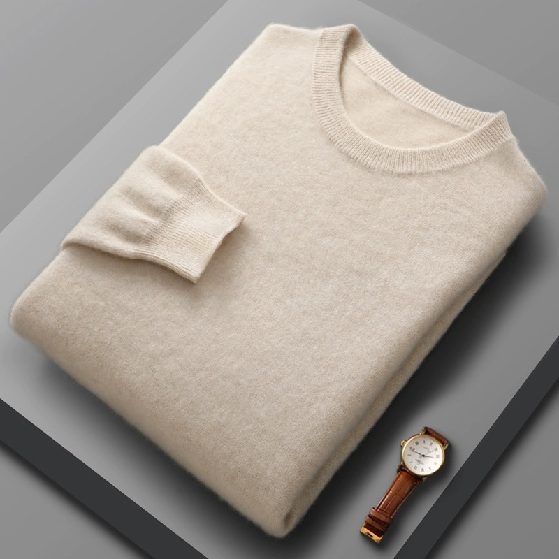 Round neck sheep/fleece sweater men's pure sheep/fleece bottoming sweater jacket sheep/sweater sweater men's autumn high-end knitted sweater