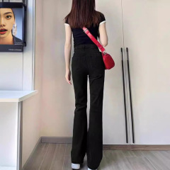 Black stretchy bootcut jeans for women 2024 spring new style high-waisted slimming pear-shaped body flared horseshoe pants