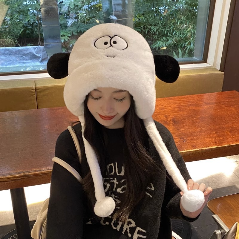 Cute Cartoon Puppy Women's Hat Autumn and Winter Warmth Trend Versatile Ear Protection Japanese Casual Coldproof Plush Hat