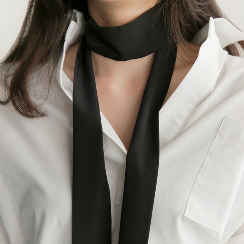 New simulated silk thin and narrow long silk scarf AliExpress Amazon 2m solid color versatile scarf European and American long silk scarf