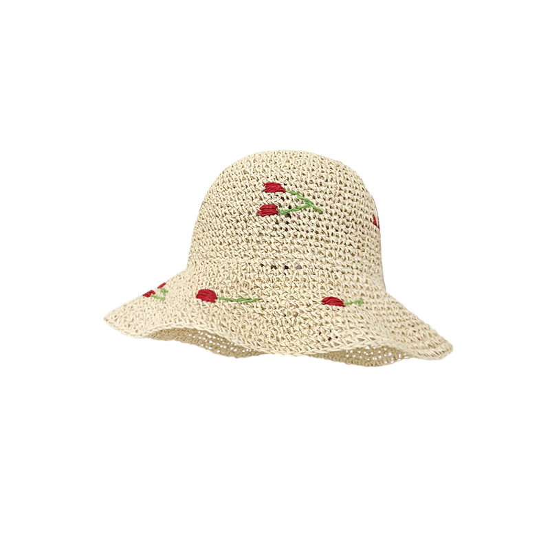 Japanese sweet hand-woven bow lace lace straw hat for women summer travel sun protection beach hat trend