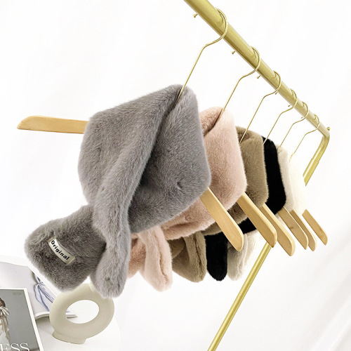 ins Korean version of rex rabbit fur scarf for women, autumn and winter imitation fur versatile internet celebrity plush scarf plush small neck cover