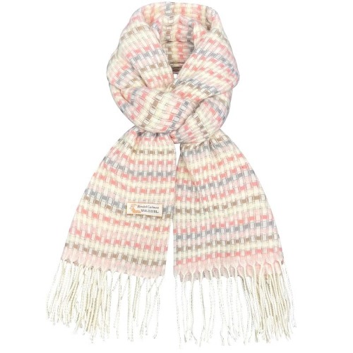 Japanese small fresh light pink small plaid imitation cashmere tassel scarf women's winter warm and versatile skin-friendly scarf trend