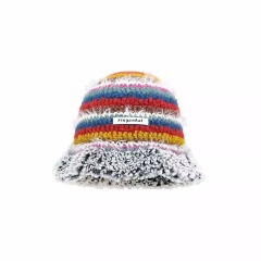 Dopamine Colorful Retro Handmade Knitted Wool Hat Women's Autumn and Winter Warm and Versatile Cute Plush Fisherman Hat
