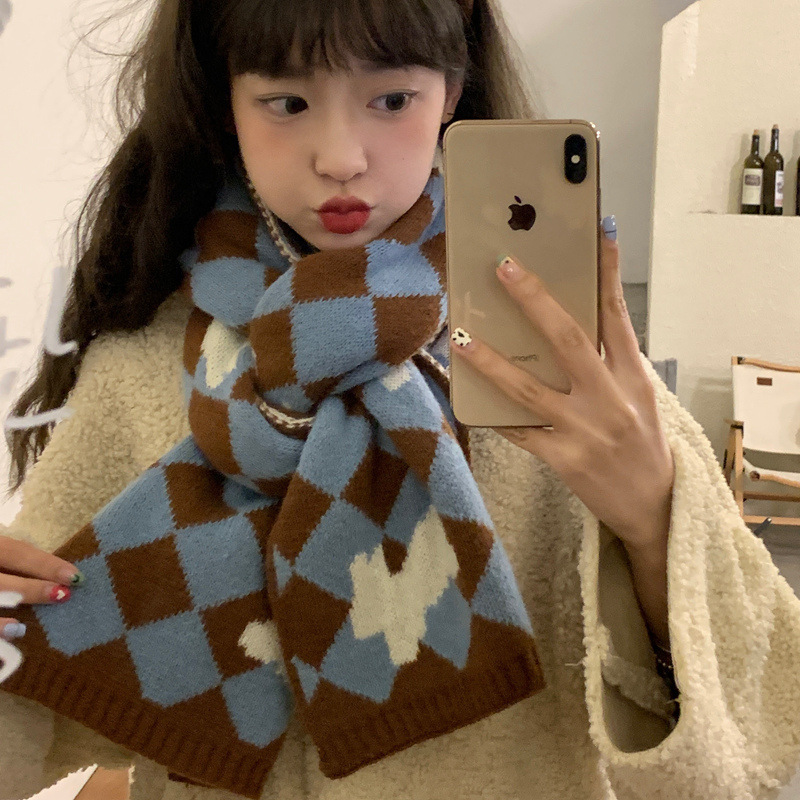 Plaid scarf women's new winter atmosphere Korean version versatile warm student scarf shawl thickened fashion couple