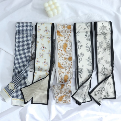 Korean version of the summer neck-covering thin, slender, narrow silk scarf for women, versatile decoration, shirt, scarf, square-angle silk scarf