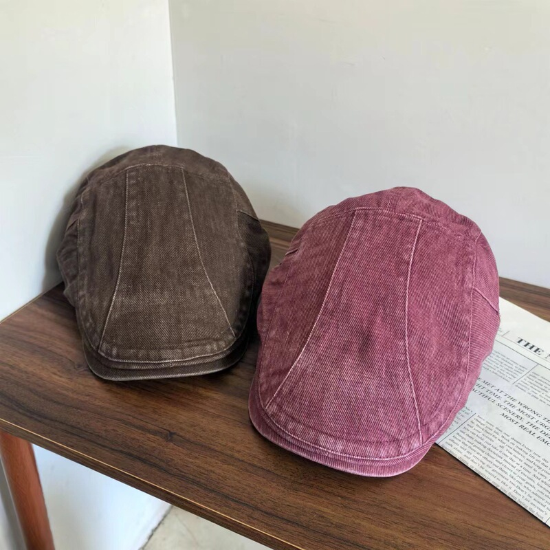 New American style retro casual retro beret hat for women washed Japanese street British style forward hat