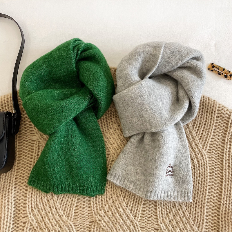Ins style romantic solid color ~ Korean style all-match scarf white soft knitted warm couple scarf student