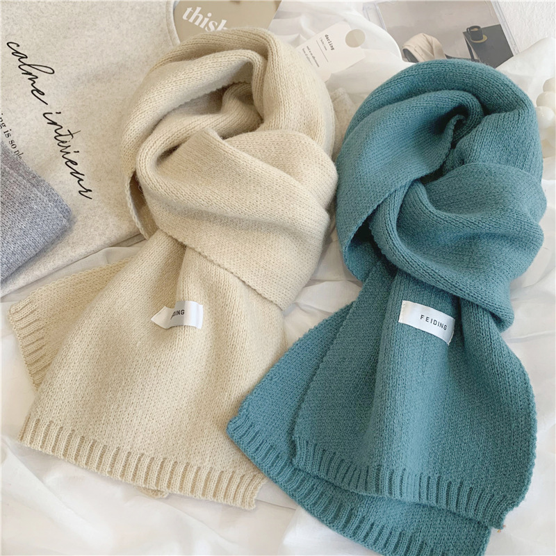 Korea Dongdaemun feiding solid color soft ins scarf women's autumn and winter versatile warm and cute knitted scarf