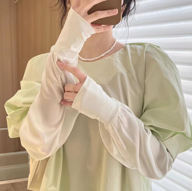 Loose and comfortable 100% mulberry silk solid color sun protection sleeves for women summer silk anti-UV anti-mosquito ice silk ice sleeves