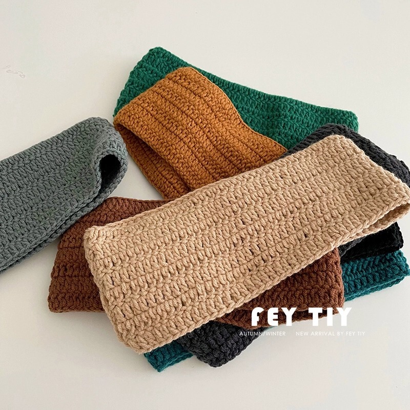 Korean ins original handmade texture thick line solid color simple versatile outer knitted hairband women's hairband