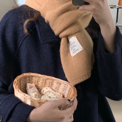 Korean knitted camel scarf women's winter Internet celebrity couple cold-proof and warm woolen neck scarf