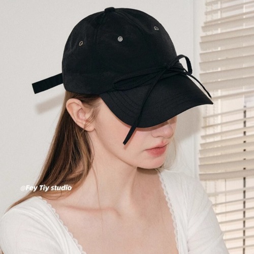 New bow baseball cap for women in spring and summer quick-drying fabric Korean peaked cap for women casual and versatile to show face and trendy