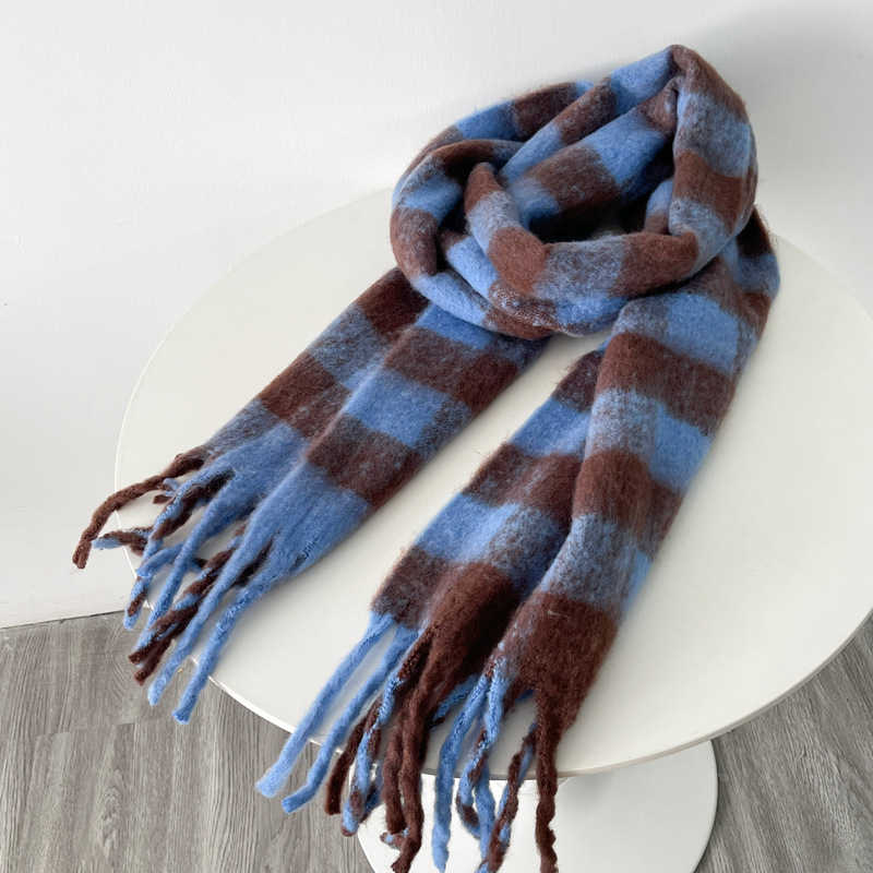 Women's winter large scarf, warm and thickened, Korean style versatile shawl, mohair plush scarf