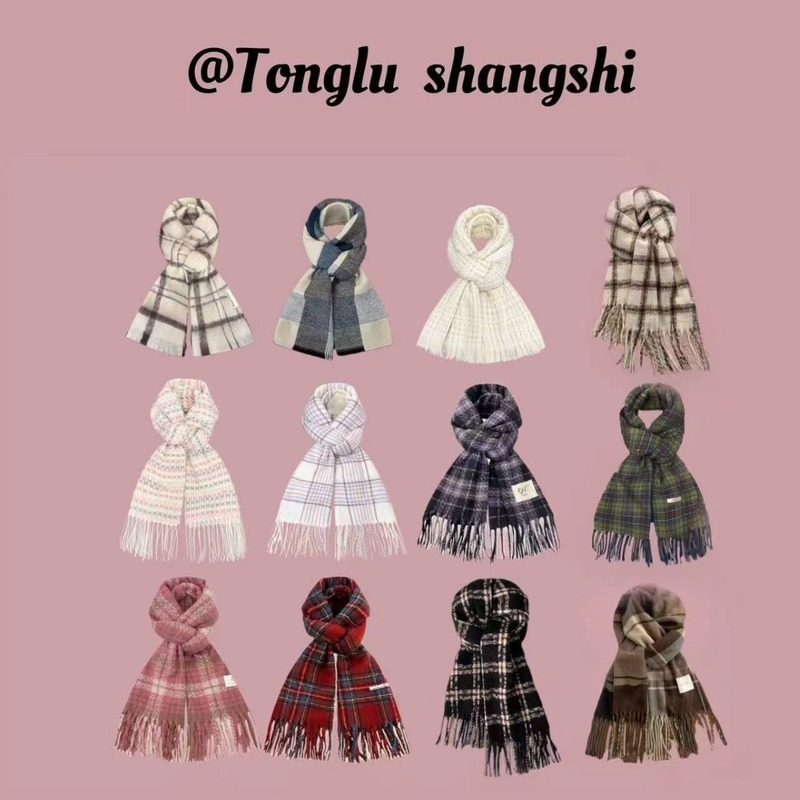 2024 New Japanese Retro Plaid Tassel Scarf Women's Winter Warm and Versatile Student Couple Scarf