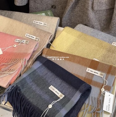 100% WOOL wool scarf plaid gradient matching coat shawl autumn and winter atmosphere warm scarf couple style
