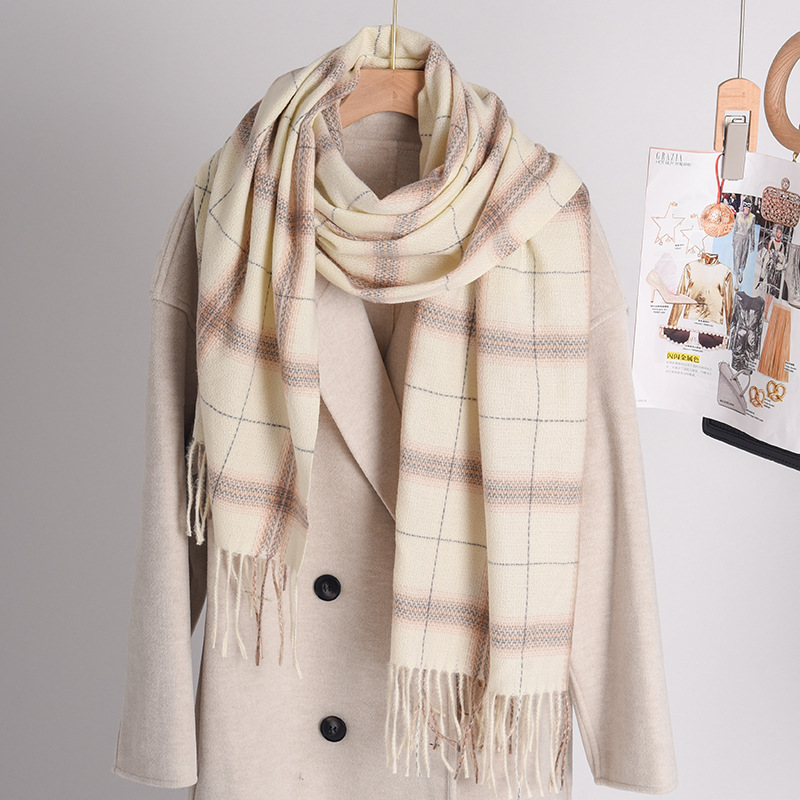 New imitation cashmere scarf women's high-end scarf scarf winter scarf plaid fashion warm autumn and winter scarf
