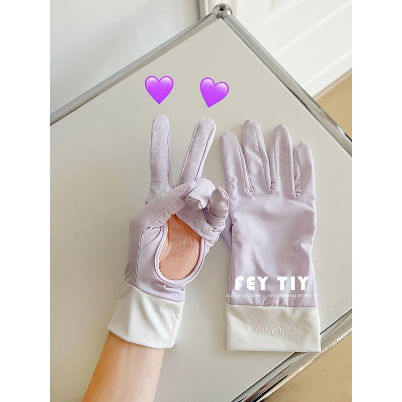 Japanese uvcut empty palm breathable sunscreen ice silk gloves finger anti-slip summer cycling and driving outdoor thin five-finger