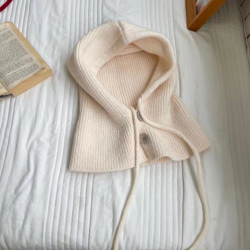 High-end Barak Korean Raffa hat for women to keep warm in winter knitted couple neck scarf one-piece ear protection woolen hat