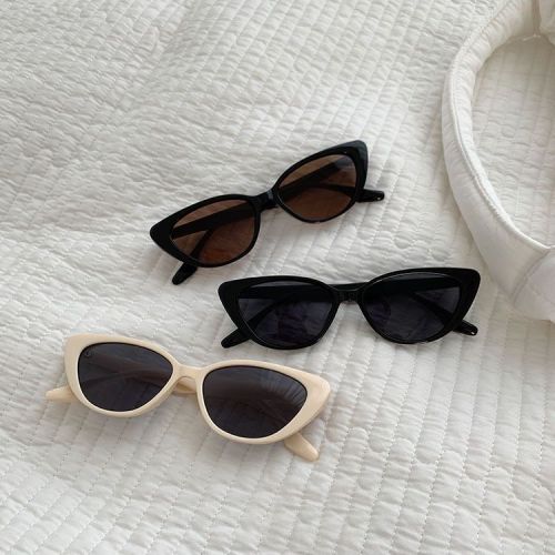 Korean ins niche high-end retro versatile cat-eye pink sunglasses for women with sun protection and face-showing small frame sunglasses