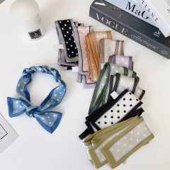 Summer new style candy color polka dot silk scarf long hair tie hair tie bag streamer small fresh versatile scarf for women