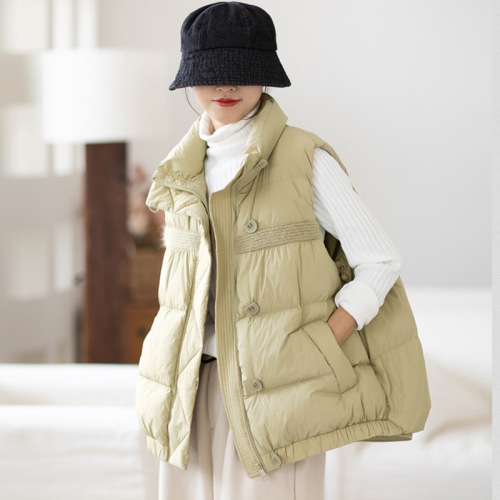 Down Vest Women's Korean Style Short Down Vest Women's White Duck Down Sleeveless Down Jacket External Vest Wholesale