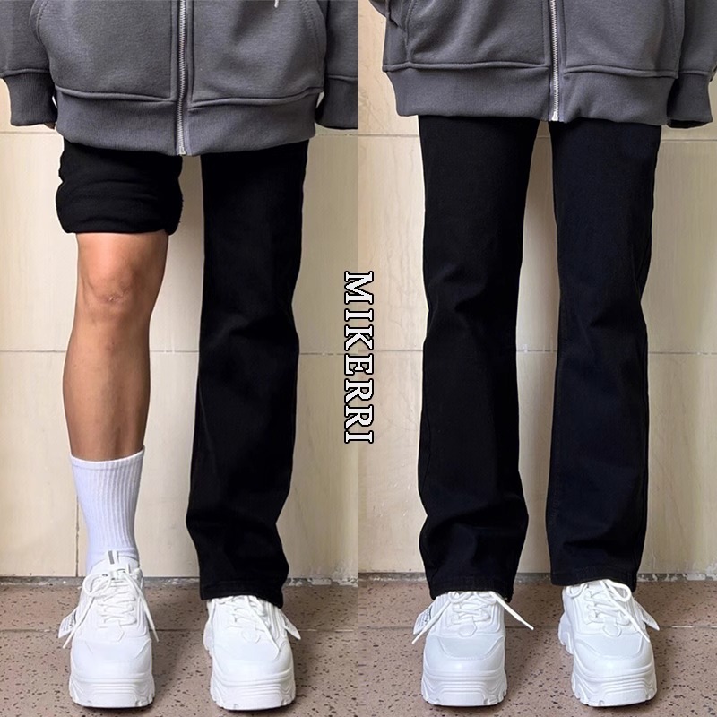 Large size black straight jeans for women in autumn and winter, versatile for fat mm, loose and slim, pear-shaped body, narrow wide-leg pants