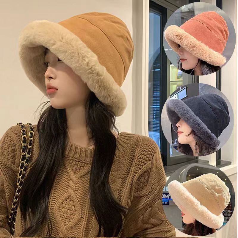 Hat women's winter new style Mongolian hat ethnic style thickened and warm to show face small cold-proof fashion casual versatile basin hat