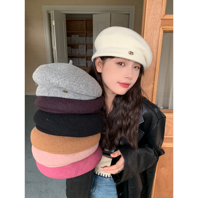 Hat women's Australian woolen French three-dimensional beret autumn and winter style temperament face little painter hat