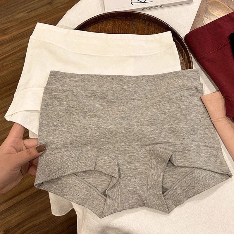Graphene pure cotton underwear women's mid-high waist cotton crotch breathable seamless autumn and winter buttocks and tummy control women's boxer briefs