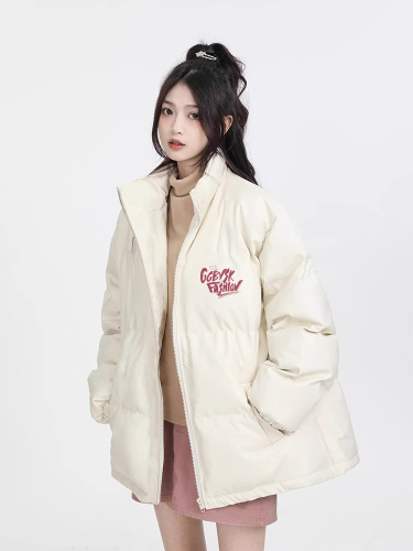 Student stand collar warm down cotton coat women's winter thickened cotton coat loose and versatile warm bread coat