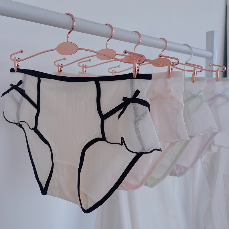 New women's underwear wholesale vertical stripes polka dot pattern skin-friendly and comfortable mesh splicing sexy girl sweet triangle