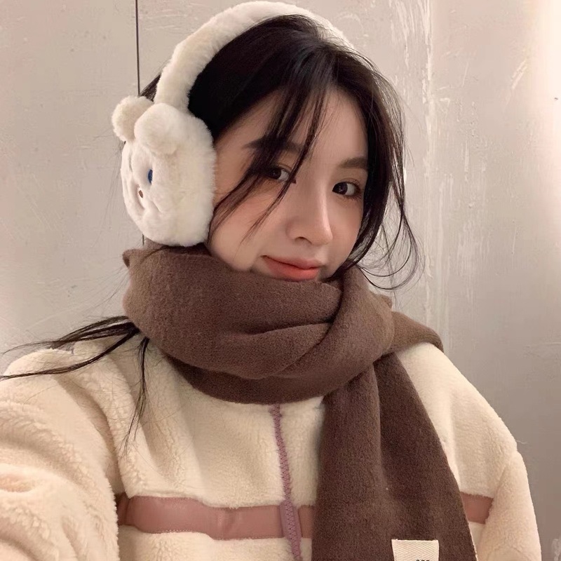 New autumn and winter earmuffs, cute cartoon plush windproof headband earmuffs, cycling anti-cold and antifreeze student earmuffs
