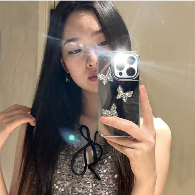 Advanced mirror three-dimensional butterfly Apple 131415ProMax mobile phone case 12 new iPhone11 anti-fall XsXr