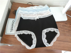 Foreign trade women's solid color cotton underwear large size hip-covering seamless lace micro-business live supply wholesale