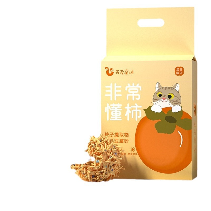 Persimmon mixed cat litter plant cat litter non-stick bottom tofu cat litter bentonite deodorizing low dust tofu cat litter deodorizing