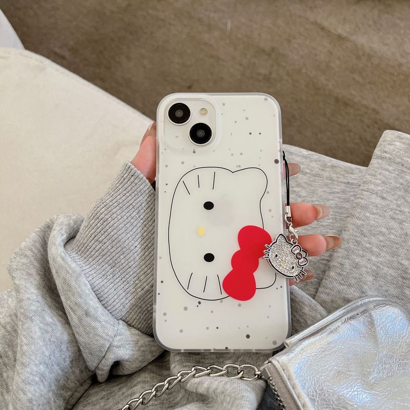 Splash ink big face kt suitable for iPhone13 mobile phone case Apple 14pro with pendant 15 cute female 12 all-inclusive soft x