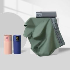 Trendy men's pure cotton underwear, personalized and fashionable, large size boys' boxer briefs, mid-waist solid color seamless boxer briefs for summer