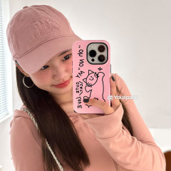 Ins girl pink line cat graffiti suitable for 11 Apple 15 ProMax mobile phone case iPhone