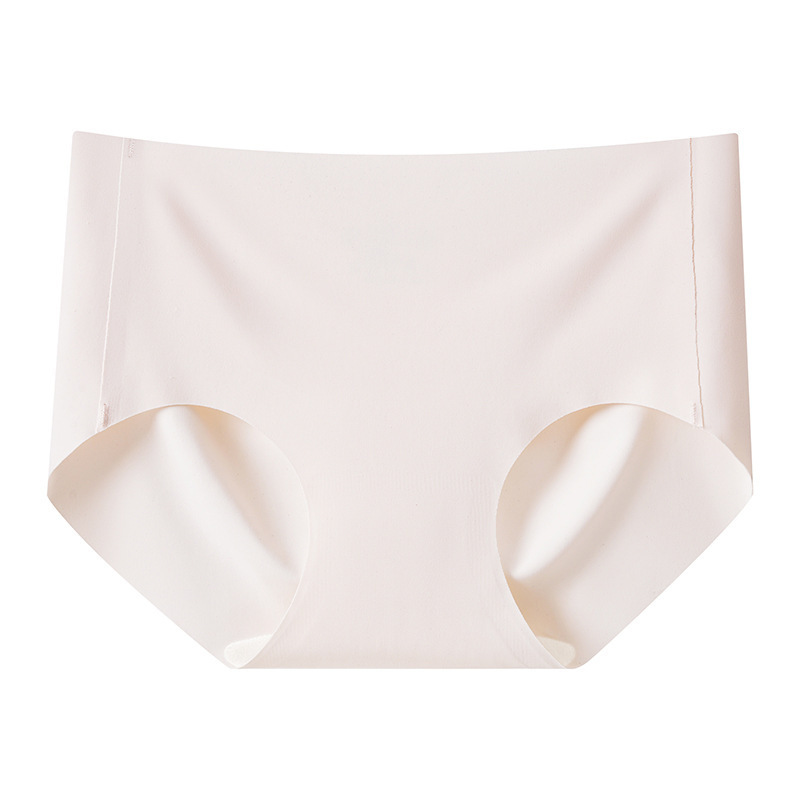 Seamless cool ice silk underwear for women summer thin mid-waist breathable non-pinching quick-drying nude girl briefs