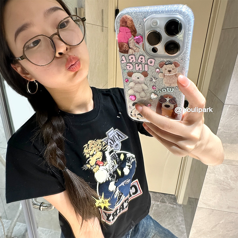 Soft cute glitter powder diamond doll suitable for Apple 15ProMax mobile phone case iPhone13 all-inclusive 12 soft 11 female 14