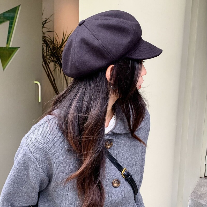Octagonal hat women's summer literary retro slimming beret showing face little British all-match newsboy painter hat autumn and winter trend