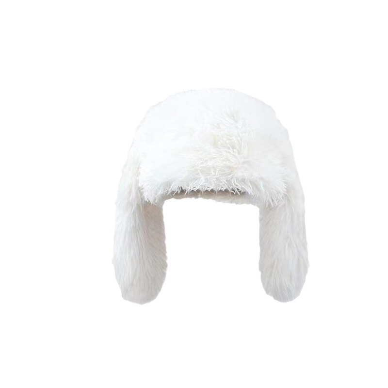 Korean ins niche cute rose red long bunny ears Baotou hat for women winter warm funny photo plush hat
